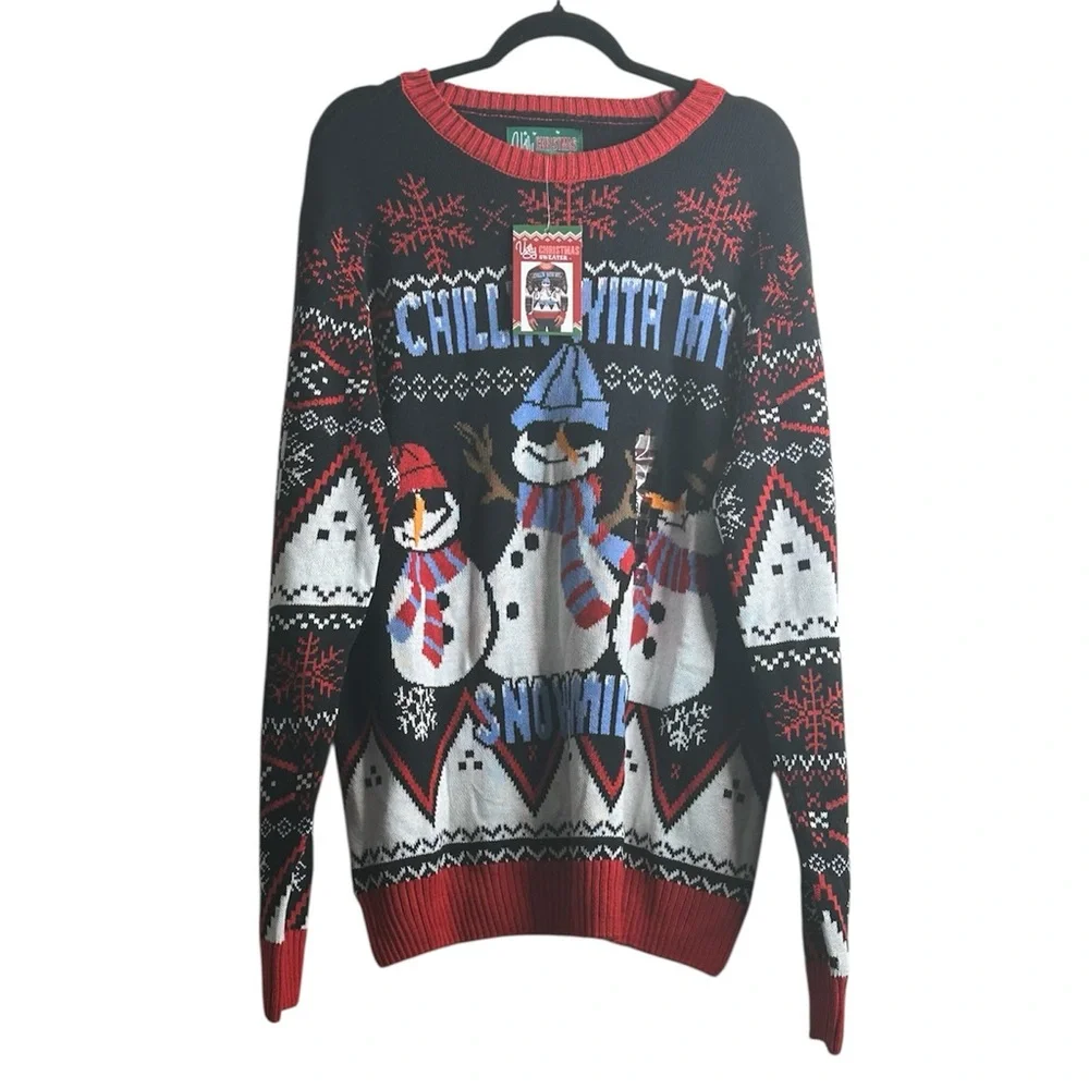 NWT Ugly Christmas Sweater Chillin With My Snowmies Sweater Size XL